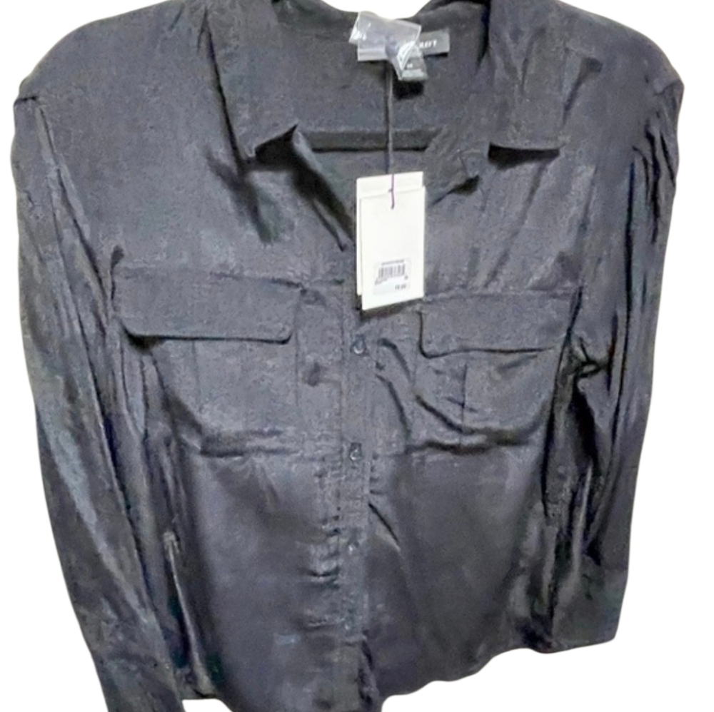 Something Navy Black Utility Button-Down Shirt Sz… - image 2